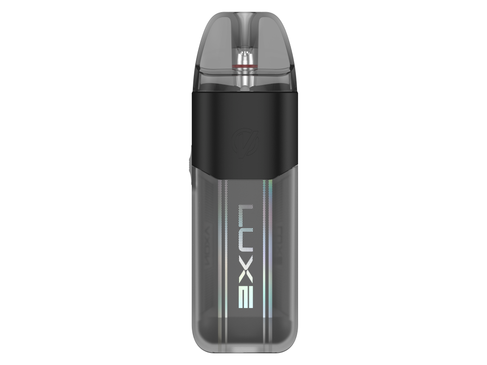 Nahaufnahme der Vaporesso Luxe X2 E-Zigarette mit einem klaren Blick auf den Tank und die Airflow Control, perfekt für eine technische Übersicht.